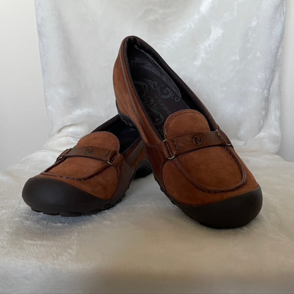 Merrell Brown/Tan Plaza Bandeau Leather & Suede Moc Size 8 EU 38.5